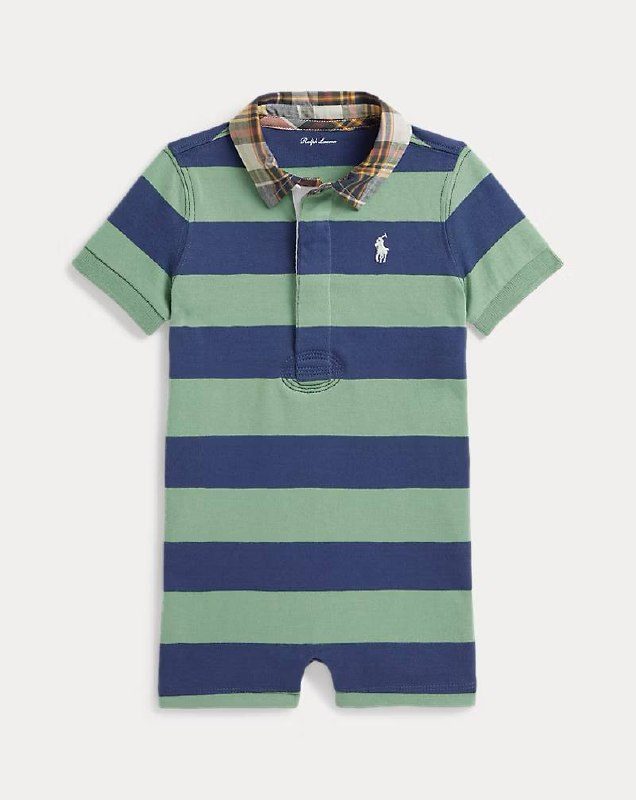 PRL Boy- Madras-Collar Striped Cotton Shortall