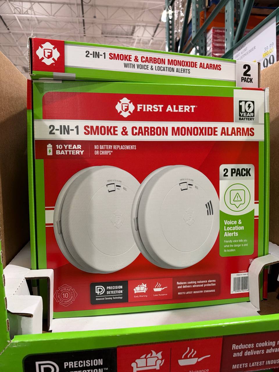 Costco- First Alert 10-Year Battery 2-in-1 Smoke & Carbon Monoxide Alarm with Voice Alerts