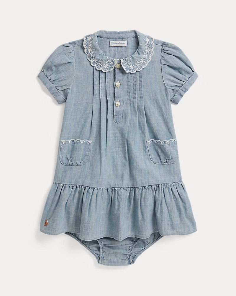 PRL Girl- Indigo Cotton Chambray Dress & Bloomer
