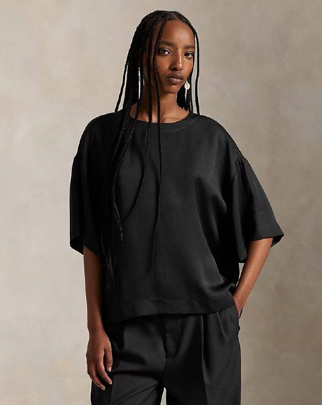 PRL Fem- Oversize Satin Long-Sleeve Tee