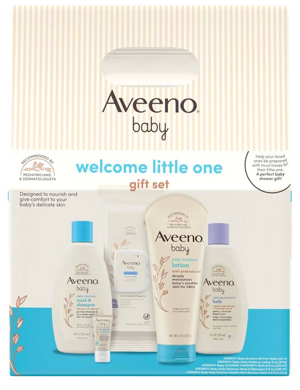 Amazon-  Aveeno Baby Welcome Little One Gift Set, Baby Essentials Set, 5 Items