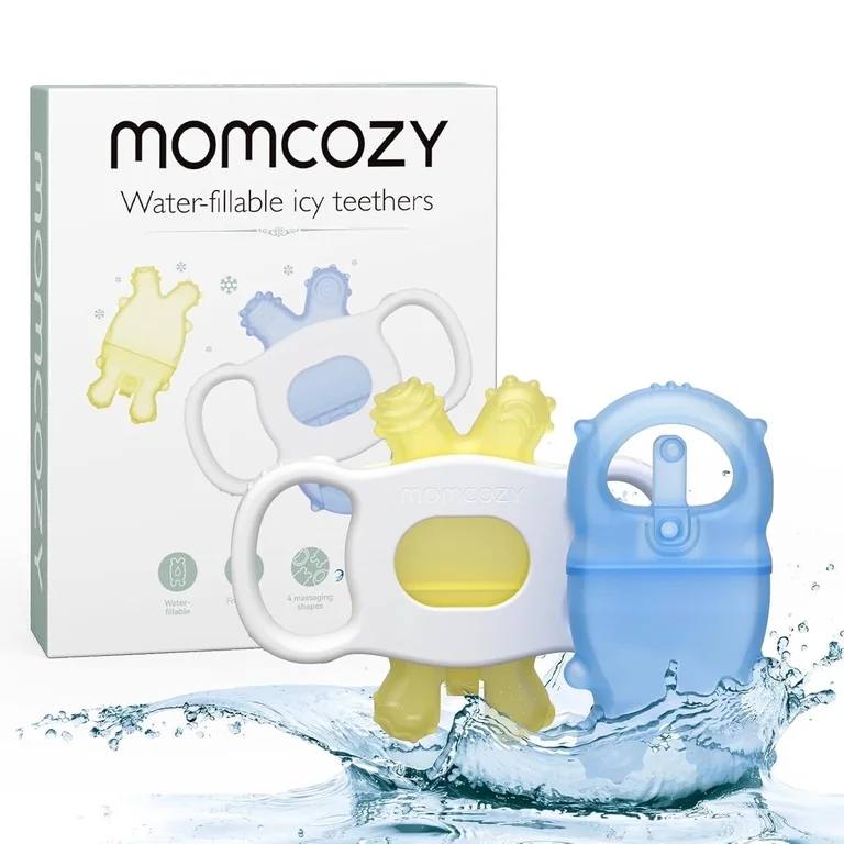 Walmart- Momcozy Water Baby Teether, Silicone Cold Teether Toys for 0-12 Months, 2 Pcs, Pink and Green