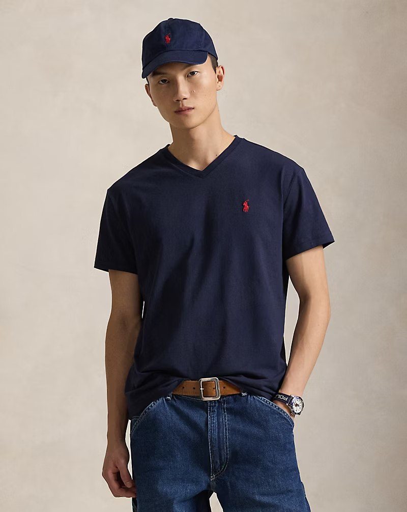 PRL Masc- Classic Fit Jersey V-Neck T-Shirt