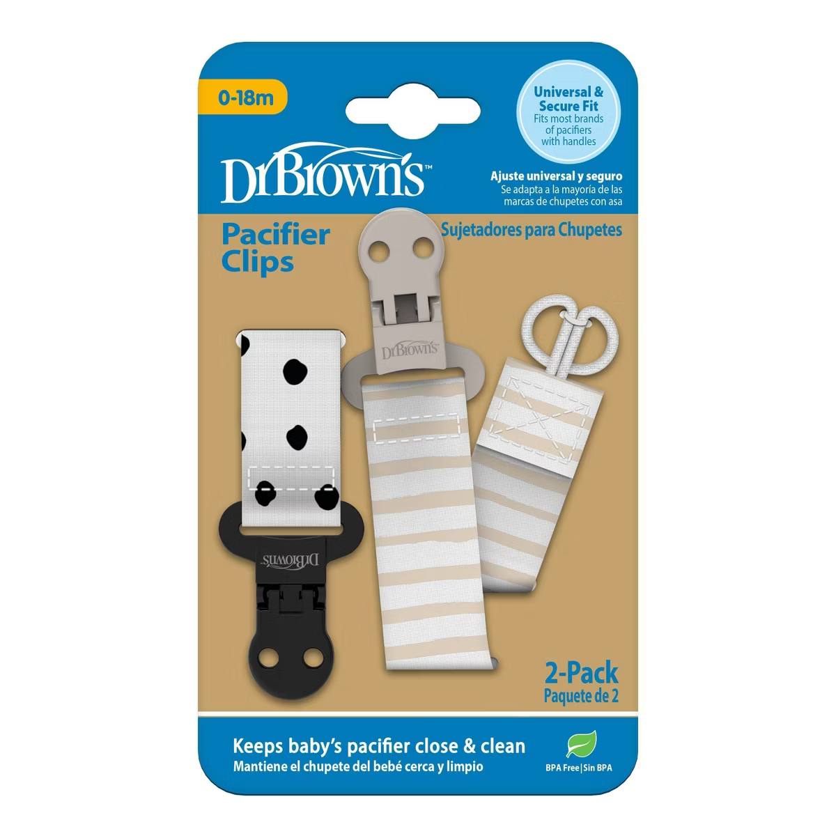 Target- Dr. Brown's Ribbon Pacifier Clips - Dots/Stripes - 2pk: BPA-Free