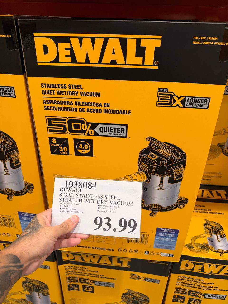 Costco- Dewalt 8 Gal Stainless Steel Stealth Wet Dry Vacuum