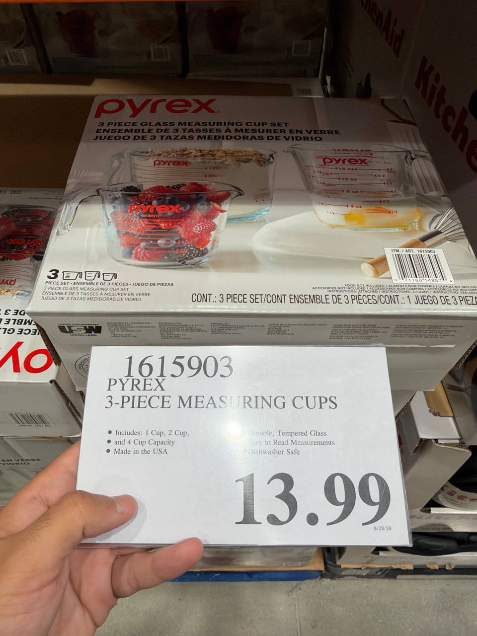 Costco- Pyrex 3-Peixe Measuring Cup set