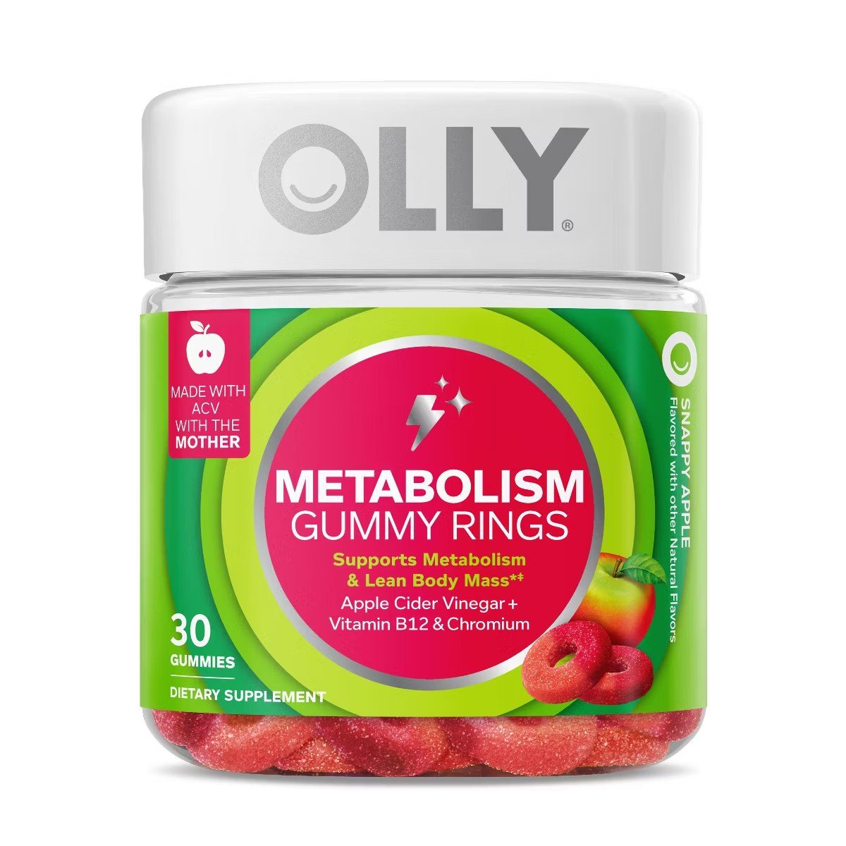 Target - OLLY Metabolism Gummy Rings with Apple Cider Vinegar, Vitamin B12 & Chromium - Apple - 30ct