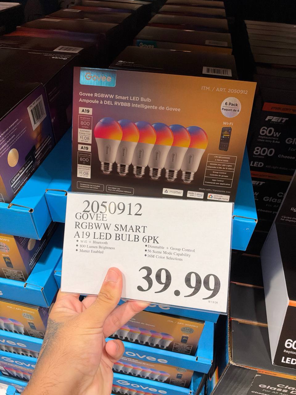 Costco- Govee RGBWW Smart A19 Led Bulb 6 Pack