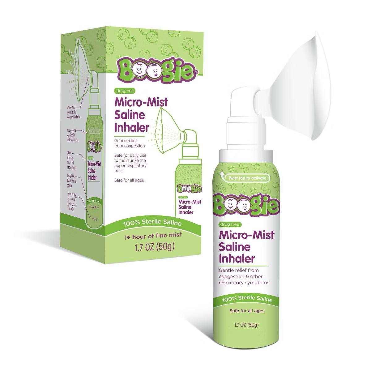 Target- The Boogie Brand Micro-Mist Saline Inhaler - 1.7oz: Cold, Cough or Flu Treatment, Hypoallergenic, Alcohol-Free