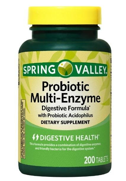 Spring Valley Probiotic Multi-Enzyme Digestive Formula Tablets, 200 Count