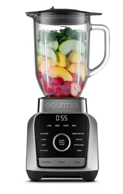 GourmiaDigital Blender with 8 Total Blend Programs, 4 Speeds & Round-Plated Tamper Gray