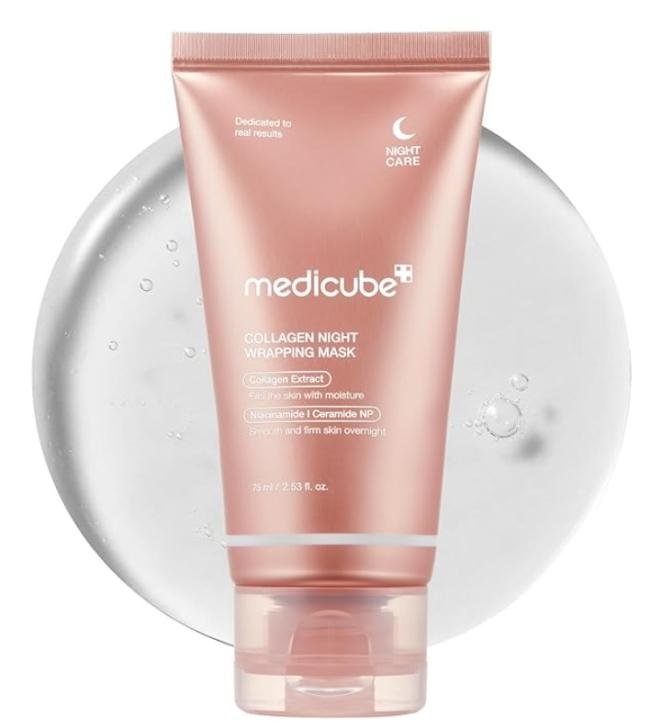 medicube Collagen Overnight Wrapping Peel Off Facial Mask Pack - Elasticity & Hydration Care, Reduces Sagging & Dullness - Hydrolyzed Collagen For Glowing Skin - Korean Skin Care, 2.53 fl.oz
