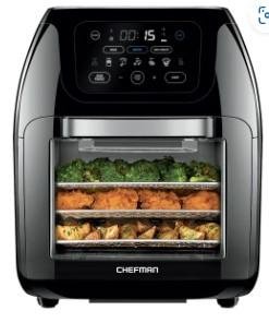 Chefman Multifunctional Digital 10 Qt. Air Fryer+ Rotisserie, Fry, Roast & Bake, 17 Presets - Black, New