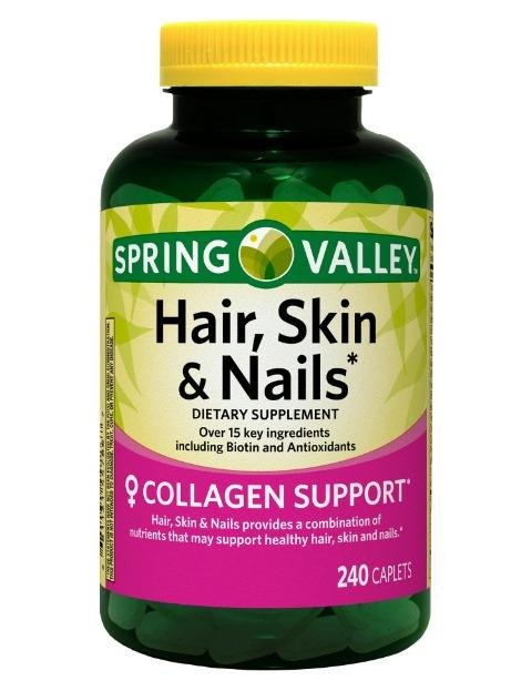 Spring Valley Hair, Skin & Nails Caplets Dietary Supplement, 240 Count