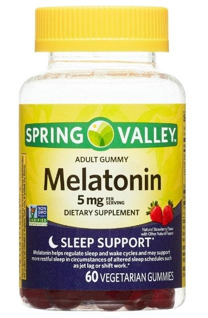 Spring Valley Melatonin Pectin Dietary Supplement Gummies, Strawberry, 5 mg, 60 Count