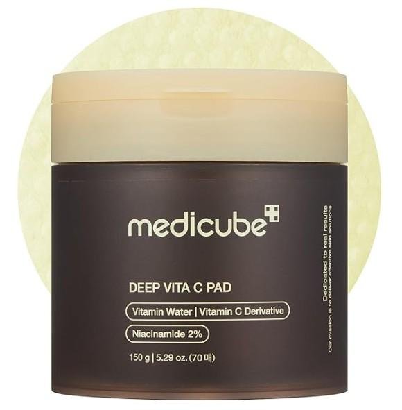 Medicube Deep Vita C Facial Toner Pads for Uneven Skin Tone, 500,000PPM of Vitamin Water & 3 Types of Vitamin, Hydrating & Resurfacing (70 sheets)