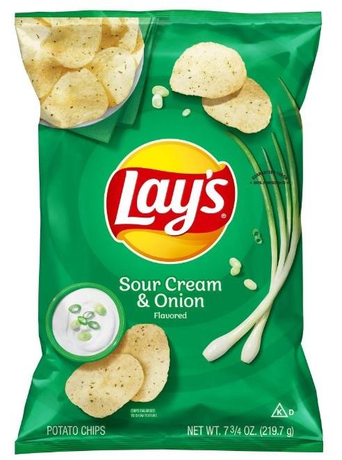 Lay's Potato Chips, Sour Cream & Onion Flavor, 7.75 oz Bag