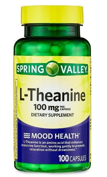 Spring Valley L-Theanine Capsules Dietary Supplement, Unflavored, 100 mg, 100 Count