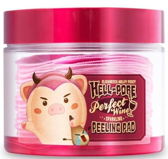 Elizavecca Exfoliate,Cleansing, Milky Piggy Hell-Pore Perfect Wine Sparkling Peeling Pad