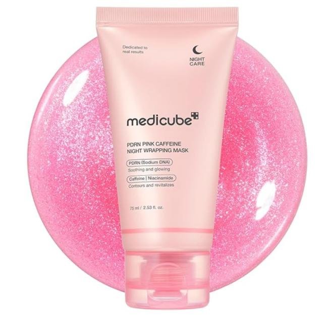 medicube PDRN Caffeine Overnight Wrapping Peel Off Facial Mask | Firming, Depuffing & Hydration | Salmon DNA + Caffeine + Collagen For Refined, Glass Skin & Face Contour Support | Korean Skin Care