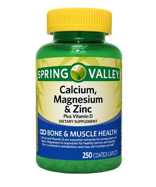 Spring Valley Calcium, Magnesium & Zinc Plus Vitamin D3 Coated Caplets, 250 Count