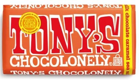 Tony's Chocolonely Milk Chocolate Bar with Caramel and Sea Salt, 6.35 oz