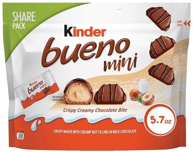 Kinder Bueno Mini, Milk Chocolate and Hazelnut Cream, Individually Wrapped Chocolate Bars, Share Size, 5.7 oz