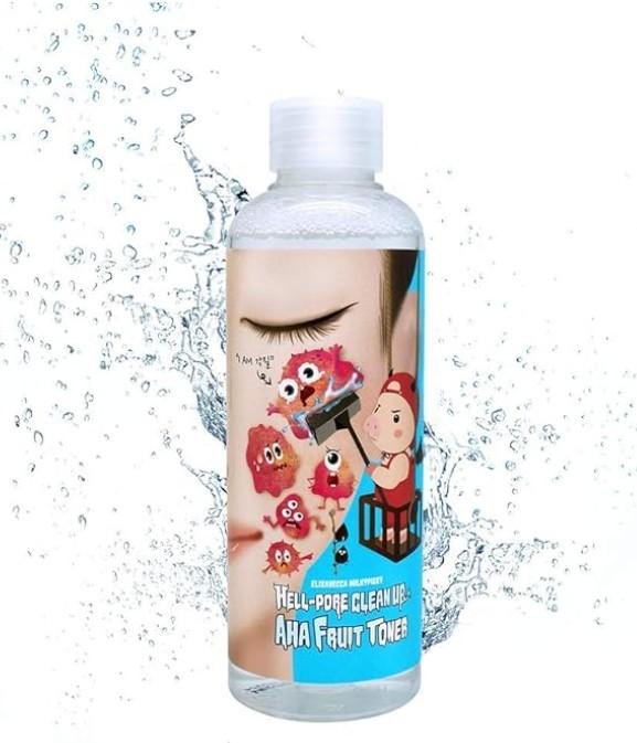 Elizavecca Hell Pore Clean Up Aha Fruit Toner 6.76 Ounces - Exfoliating Toner / Whiteheads, Pores and Uneven Skin / Water based Face Toner / Pore Cleaning / Exfoliating Face.