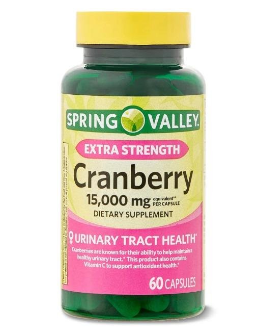 Spring Valley Extra Strength Cranberry Dietary Supplement Capsules, 15,000mg, 60 Ct