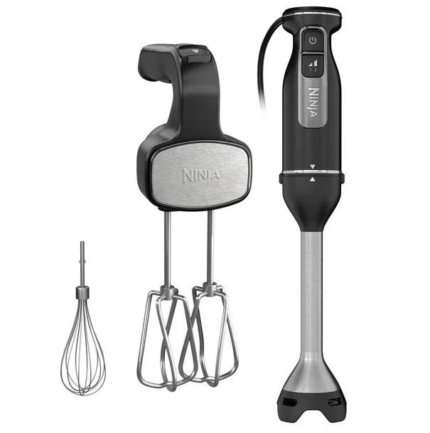 Ninja Foodi Power Mixer System, Black Hand Blender and Hand Mixer Combo with Whisk & Beaters, 3-Cup Blending Vessel, CI100