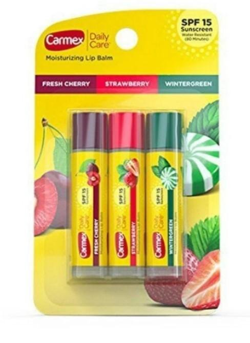 Carmex Daily Care Moisturizing Lip Balm Sticks, SPF 15, Multi-Flavor Lip Balm, 3 Count (1 Pack of 3)