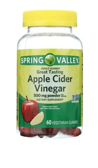 Spring Valley Non GMO Dietary Supplement Gummies, Apple Cider Vinegar, 500 mg, 60 Count