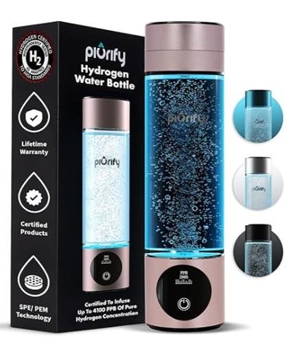 Gerador de Garrafa de Água Hidrogenada - Concentração de até 4100+ PPB - Tecnologia SPE/PEM - Gerador de H2 Certificado - Sistema Portátil de Hidratação e Desempenho Atlético - Retenção de Hidrogênio por 6 Horas