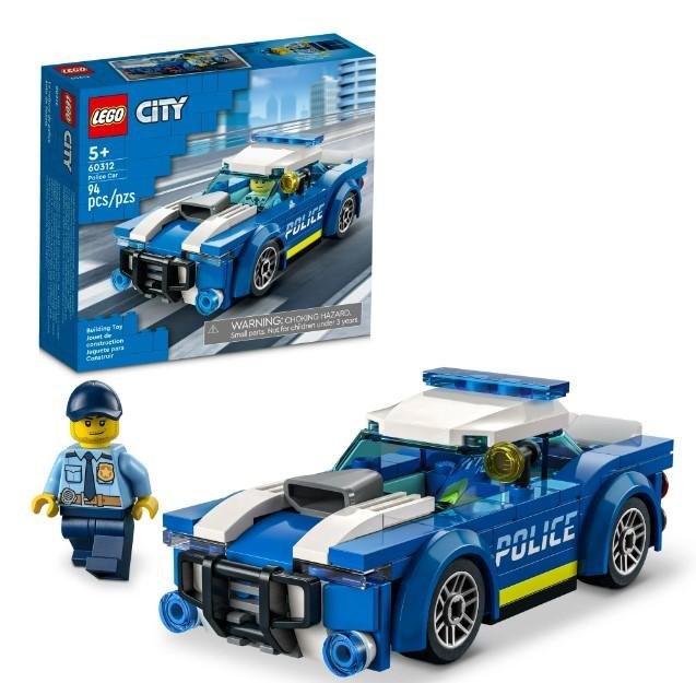 LEGO City Police Car Toy 60312 for Kids 5 plus Years Old with Officer Minifigure, Small Gift Idea, Adventures Series, Car Chase Building Set