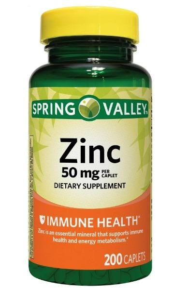 Spring Valley Zinc Dietary Supplement Caplets for Immune Health, 50 mg, 200 Count