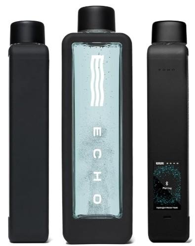 Garrafa de água hidrogenada Echo Flask - Solução de hidratação ativa com monitoramento de ingestão de água e tela sensível ao toque LCD - Compacta e prática - Garrafa de hidrogênio transparente - 355 ml