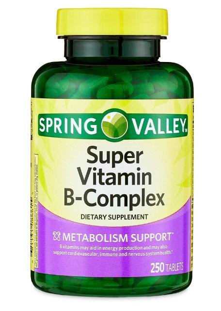 Spring Valley Super Vitamin B-Complex Dietary Supplement Tablets, 250 Count