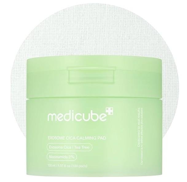 medicube Exosome CICA Tea Tree Calming Toner Pads for Sensitive Skin with Centella Asiatica Help Reduce Redness & breakouts. Low-irritating & Hydrating Daily Care, Korean Skincare, Vegan (100 Pads)