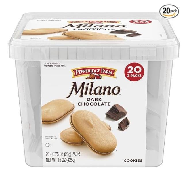 Biscoitos Milano da Pepperidge Farm, Chocolate Amargo, 20 Pacotes, 2 Biscoitos por Pacote