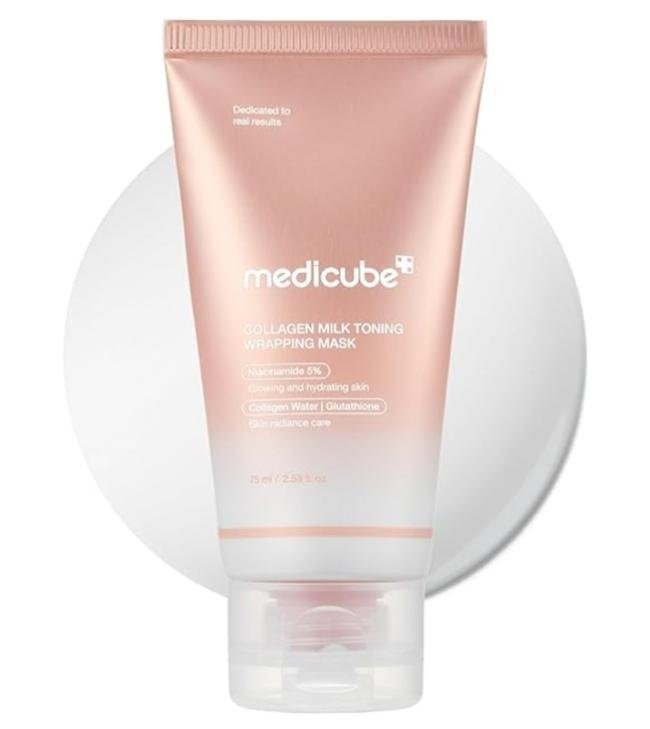medicube Collagen Glazed Milky Glow Daytime Wrapping Mask | Quick & Easy-to-Peel Mask for Radiance, Hydration & Smooth Texture | Glutathione, Niacinamide, 130Da Collagen for Plumped, Glass Glow Skin