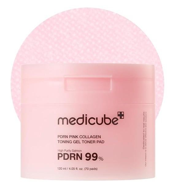 medicube Salmon DNA PDRN Pink Collagen Jelly Pad | Korean Gel Toner Pads with Niacinamide, Madecassoside, Retinol | Soothing, Radiance & Uneven Skin Tone | Korean Skin Care | 70Pads
